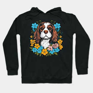 King Charles Spaniel with daisies illustration Hoodie